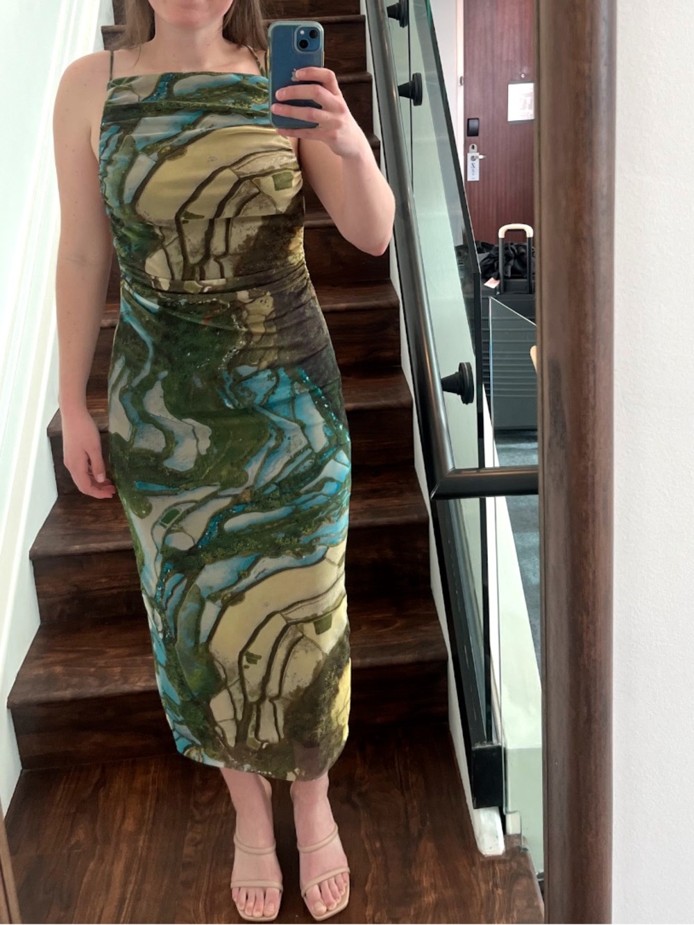 Zara marble Printed Tulle Dress
